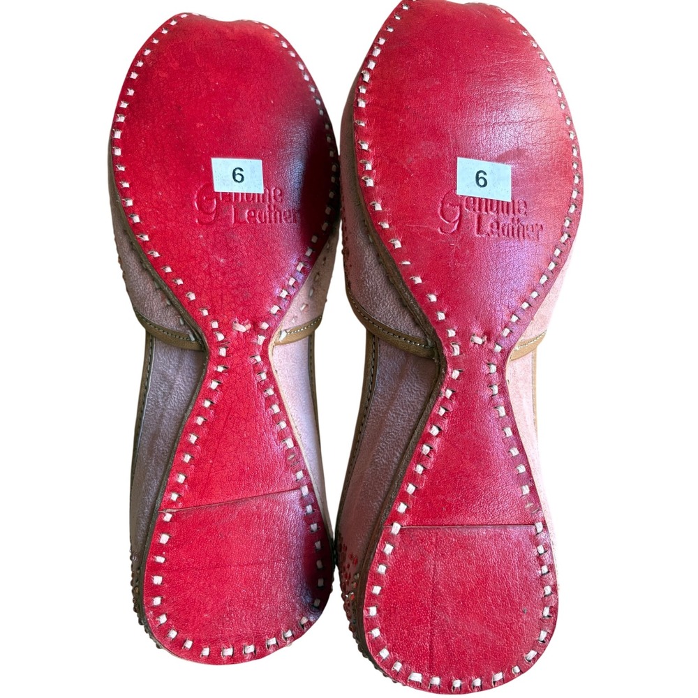 NWOB Swarovski Rhinestone Flats Pink Leather Jutti Mojari, Punjabi Jutti SIZE 6 - Picture 2 of 9